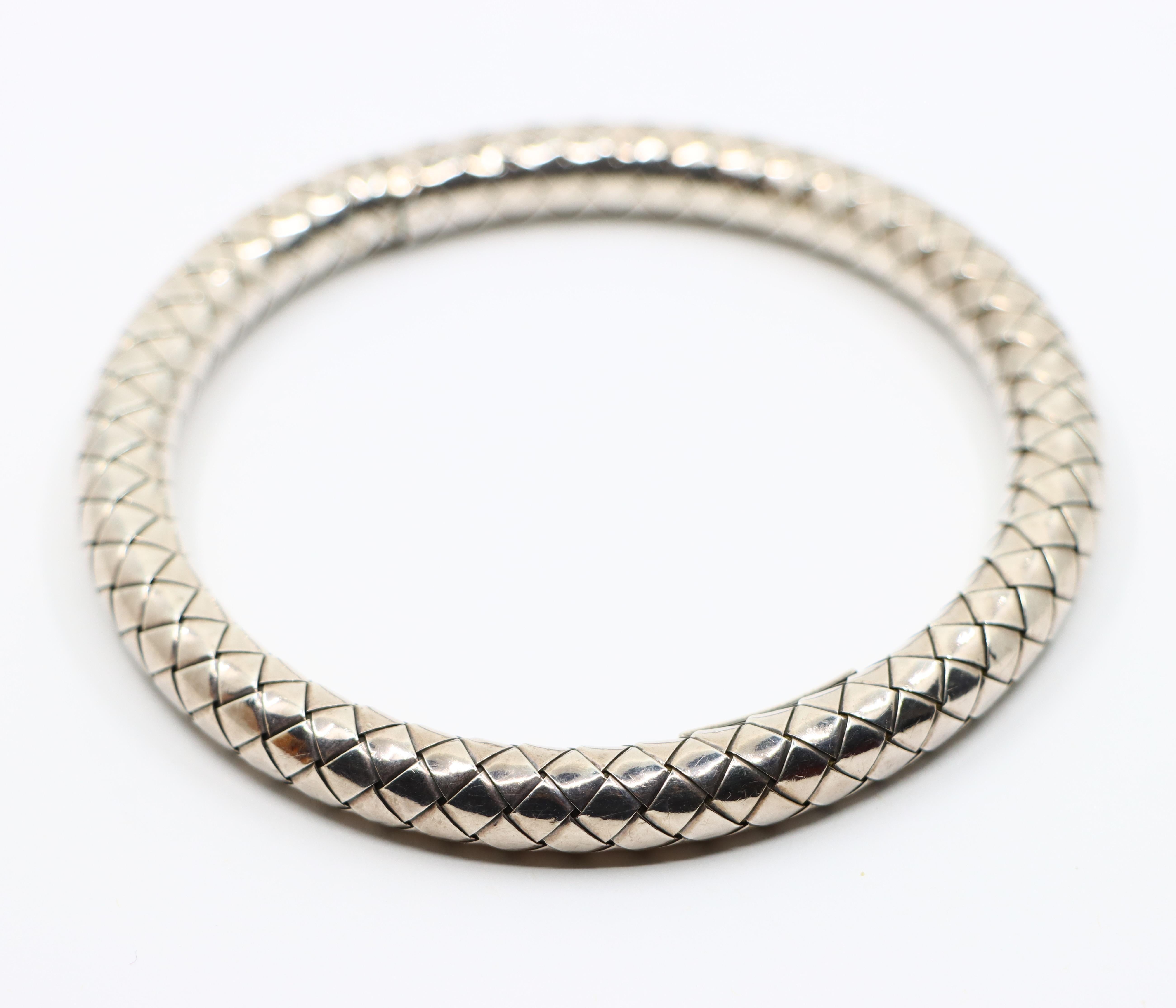 Pulsera brazalete en tejido de plata de ley Bottega Veneta en venta 7
