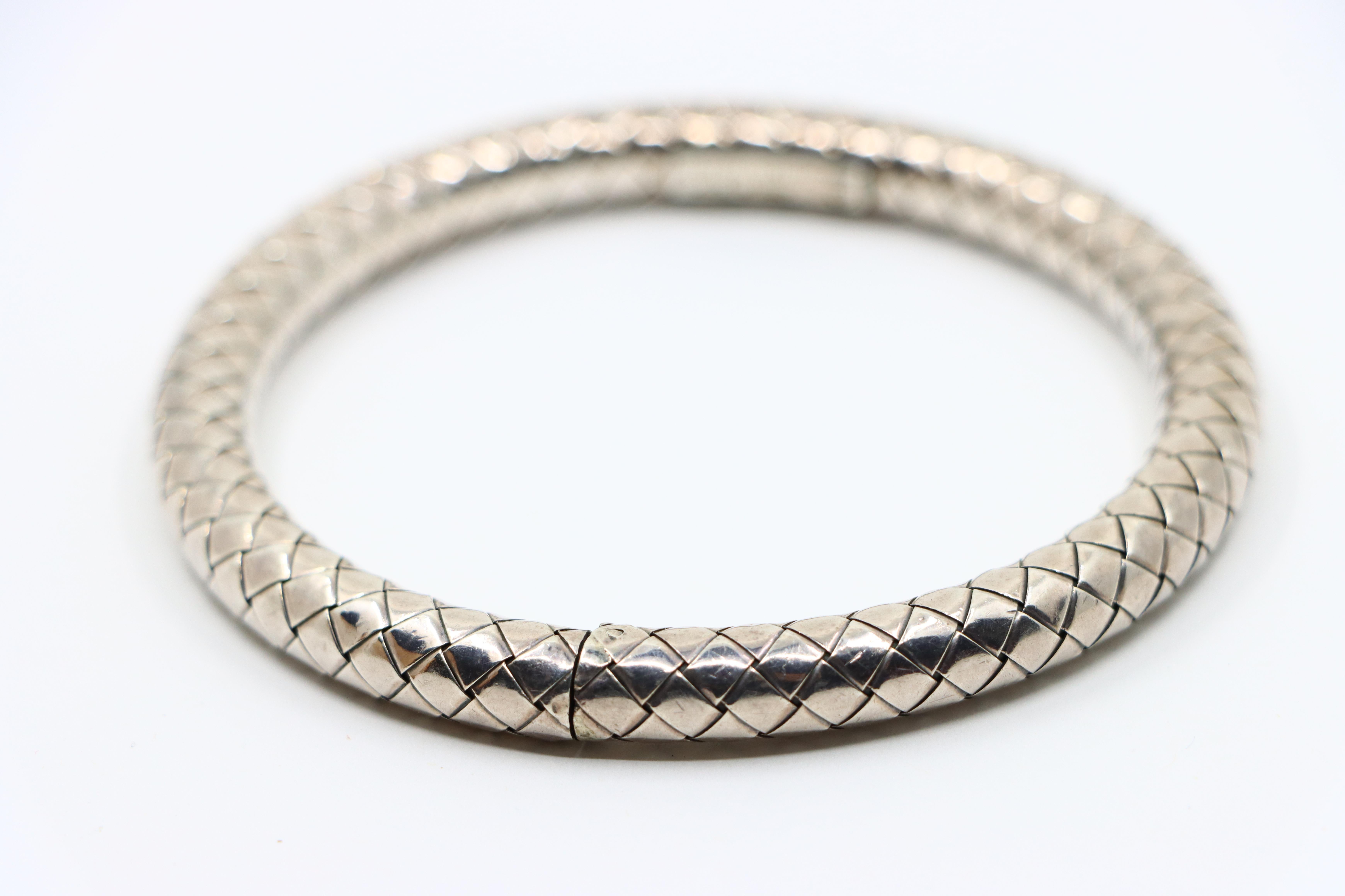 Pulsera brazalete en tejido de plata de ley Bottega Veneta en venta 1