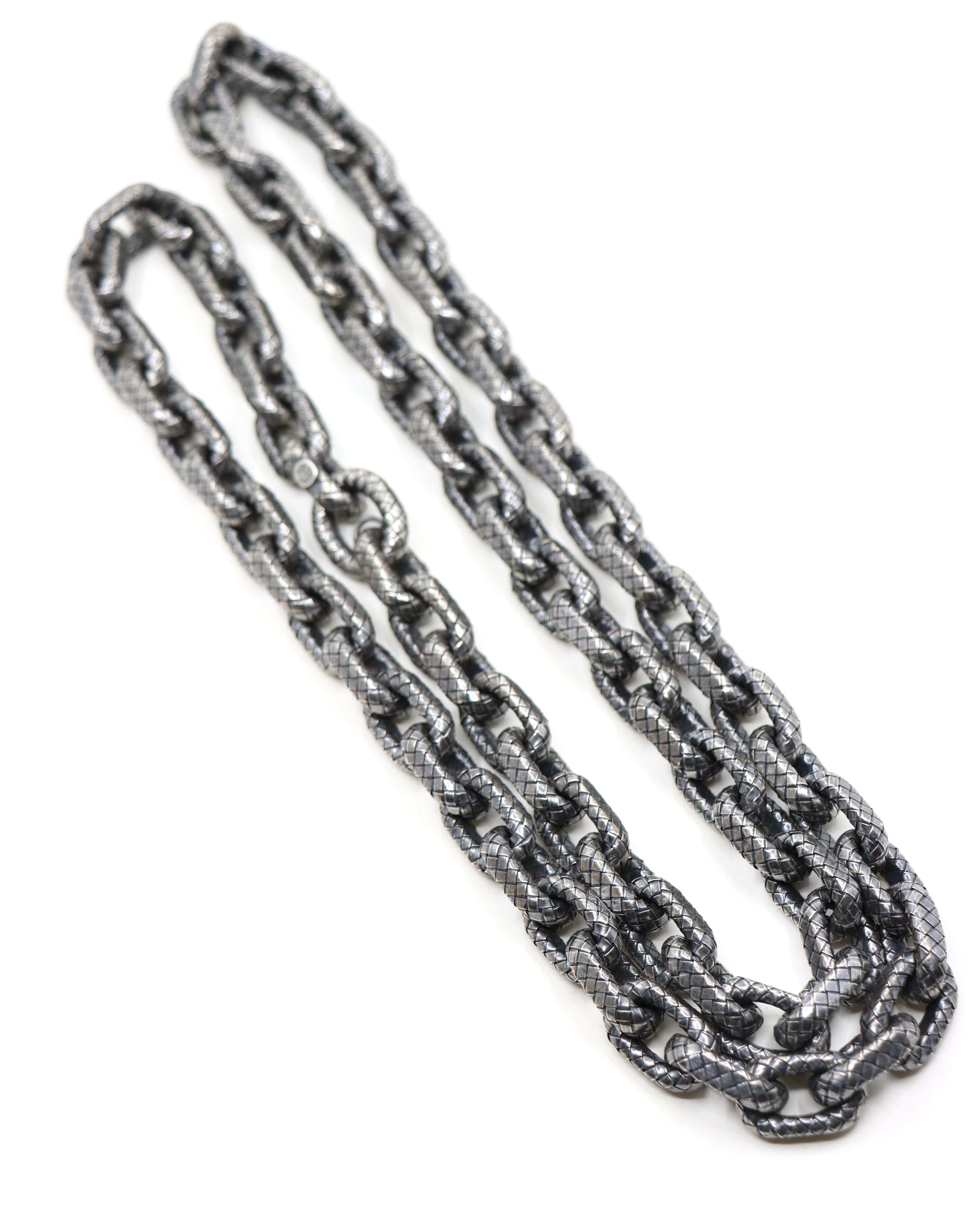 Bottega Veneta Collana a catena in argento 925 con trama a maglia grossa in vendita 7
