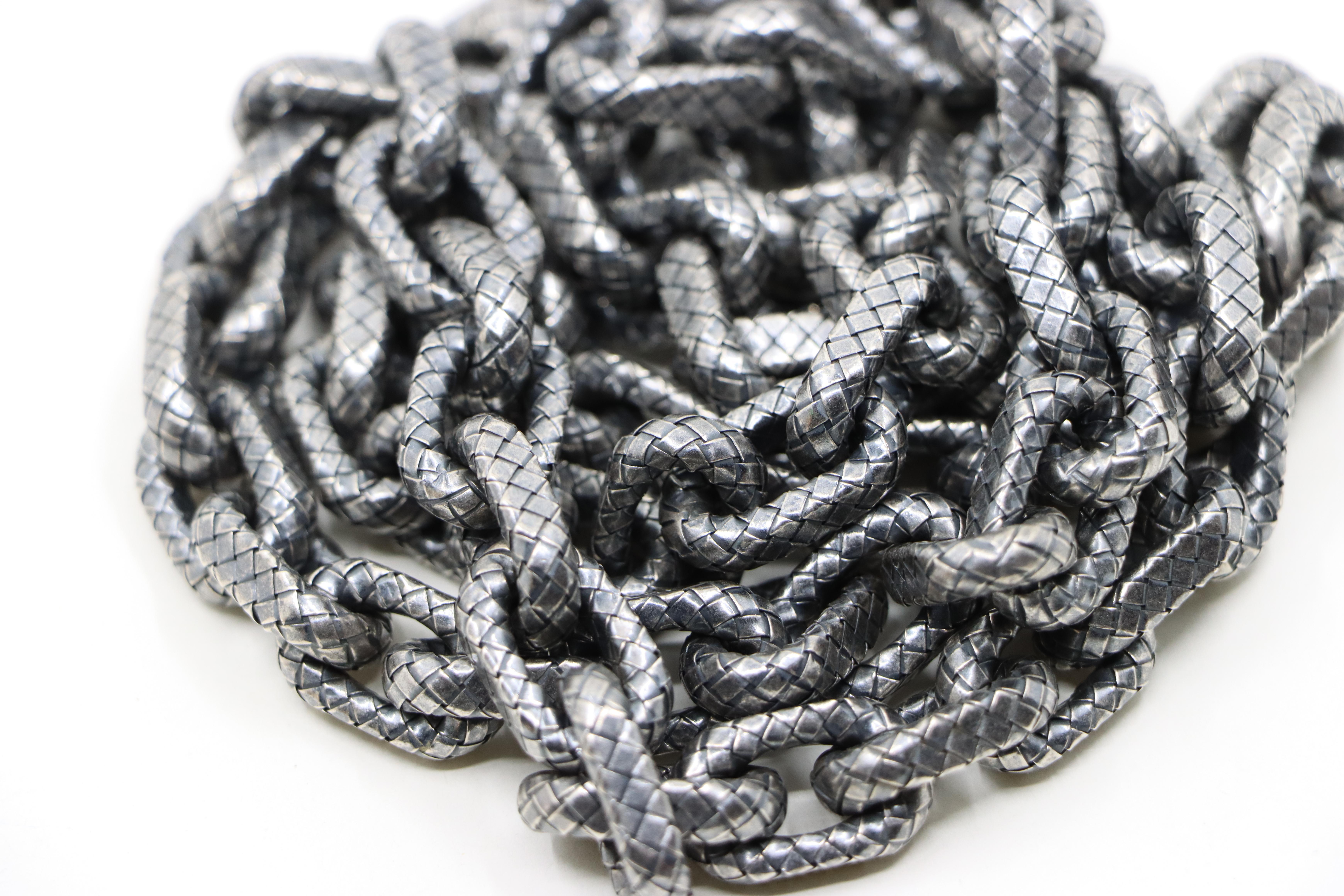 Bottega Veneta Collana a catena in argento 925 con trama a maglia grossa in vendita 12
