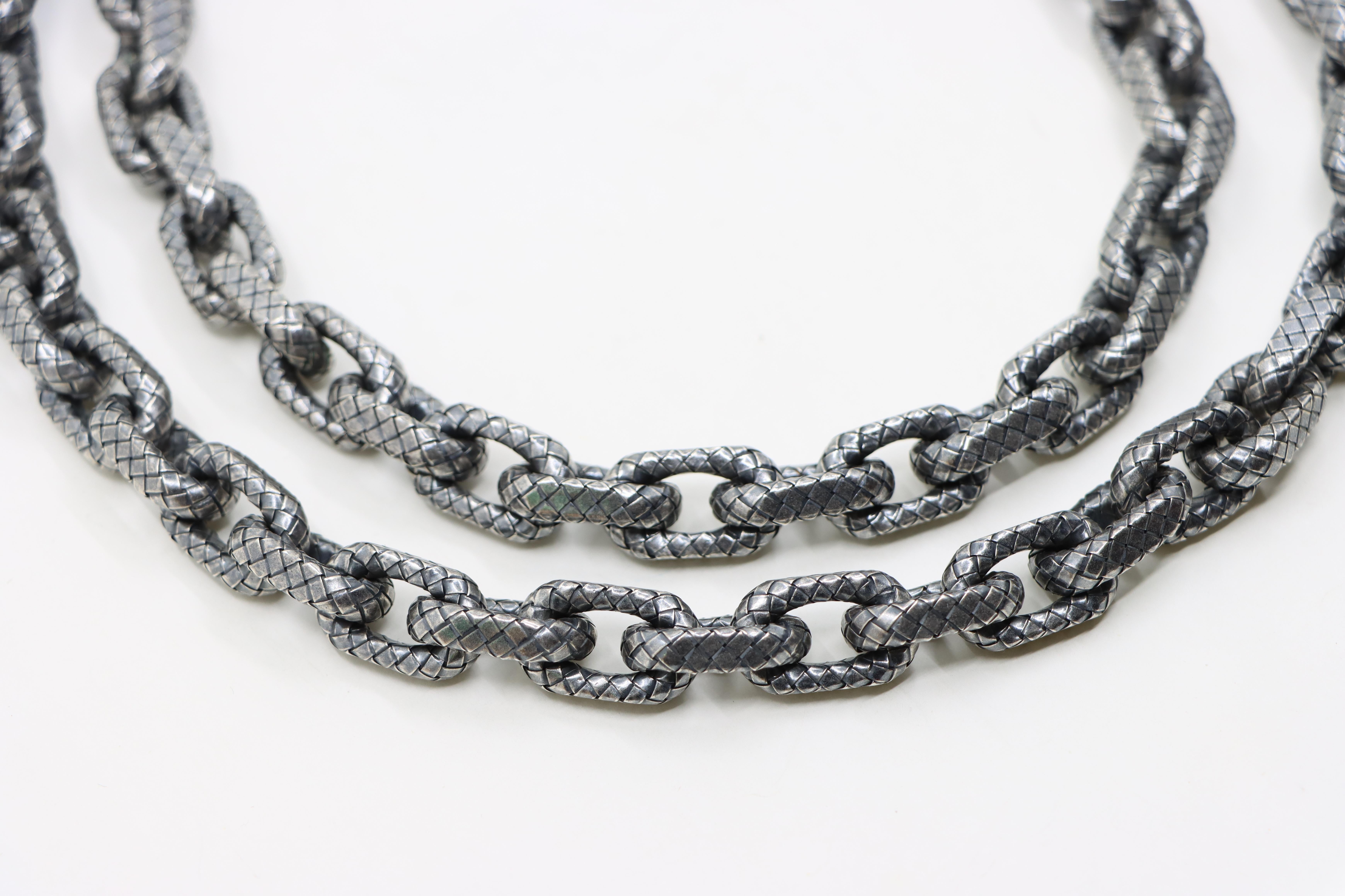 Bottega Veneta Collana a catena in argento 925 con trama a maglia grossa in vendita 1