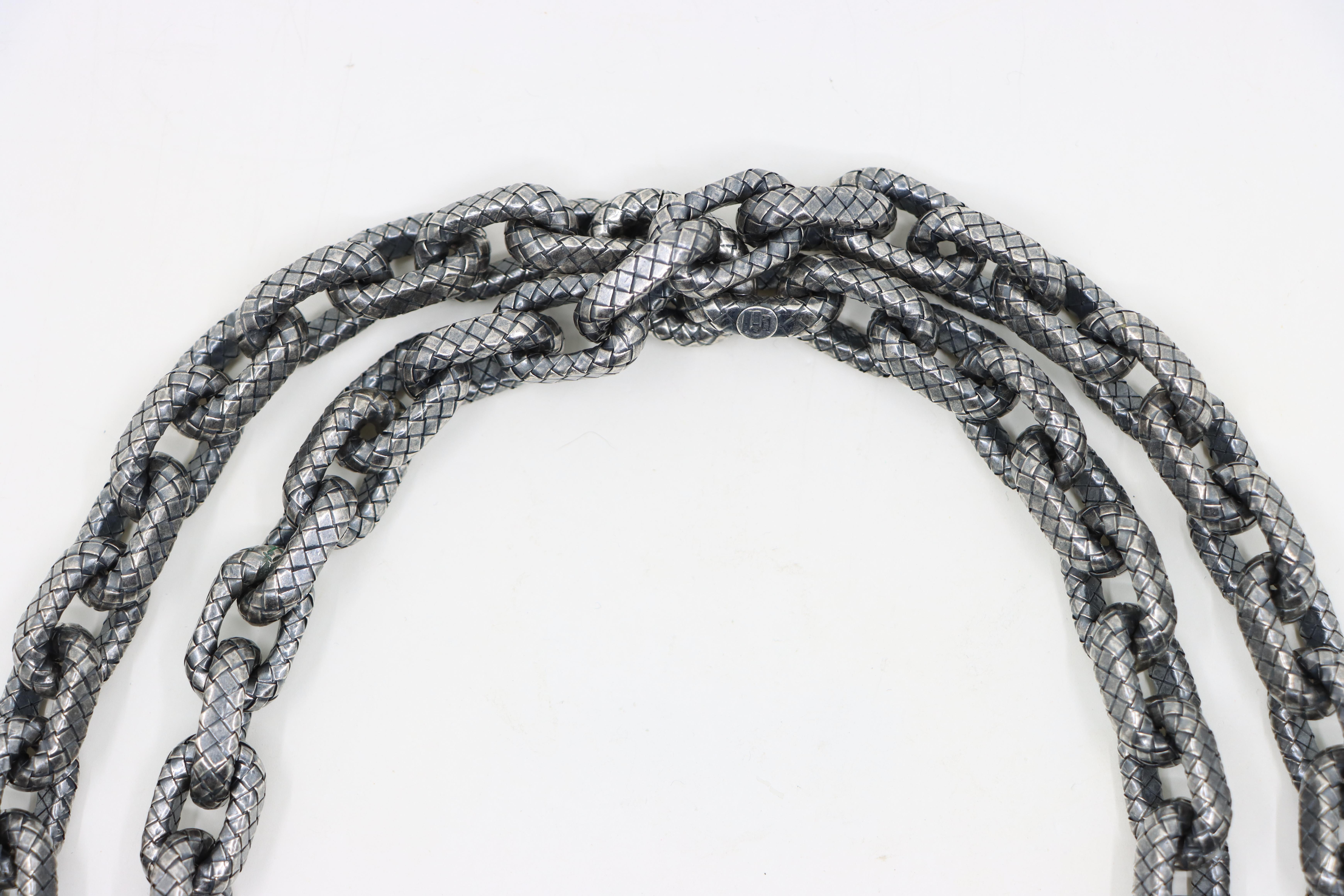Bottega Veneta Collana a catena in argento 925 con trama a maglia grossa in vendita 2
