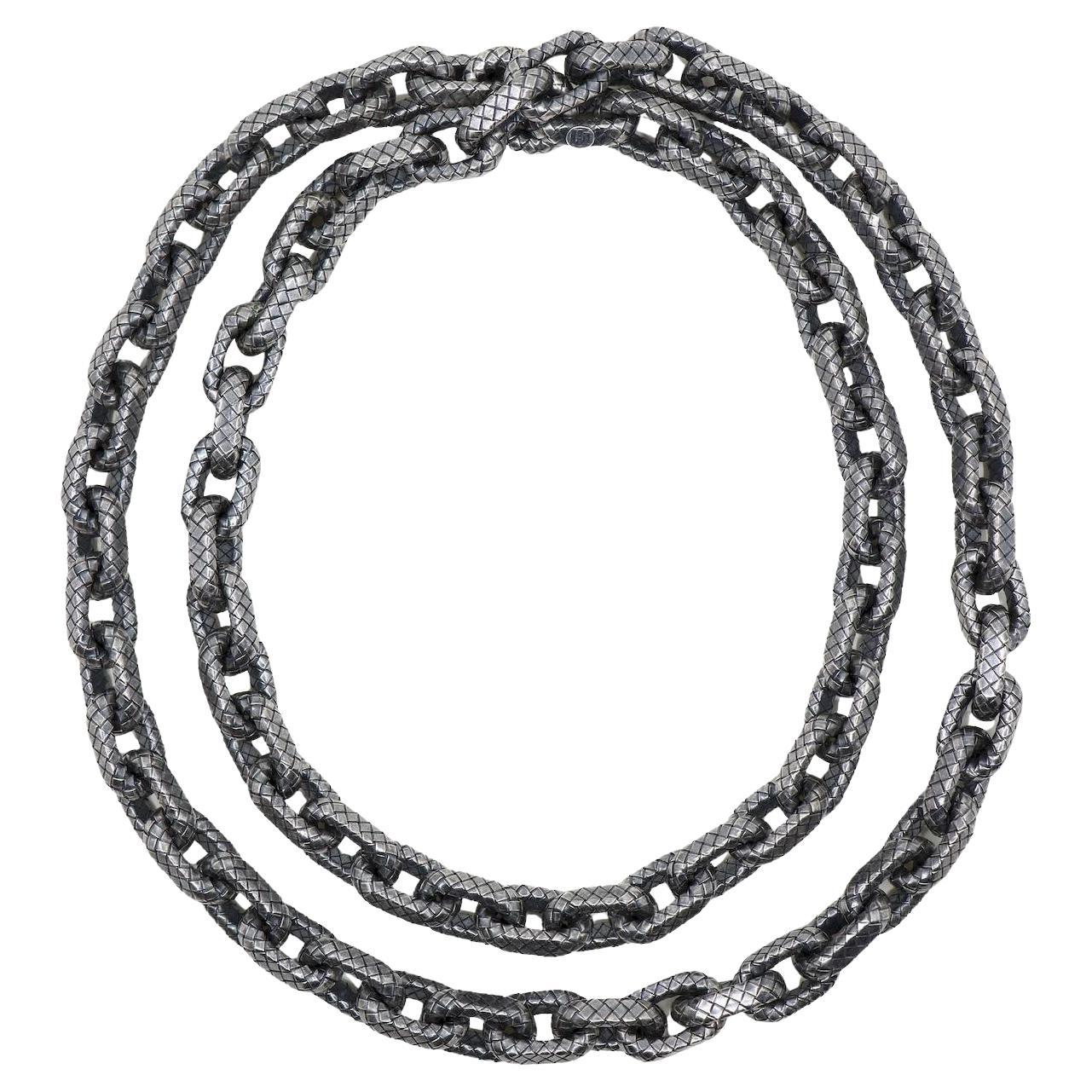 Bottega Veneta Collana a catena in argento 925 con trama a maglia grossa
