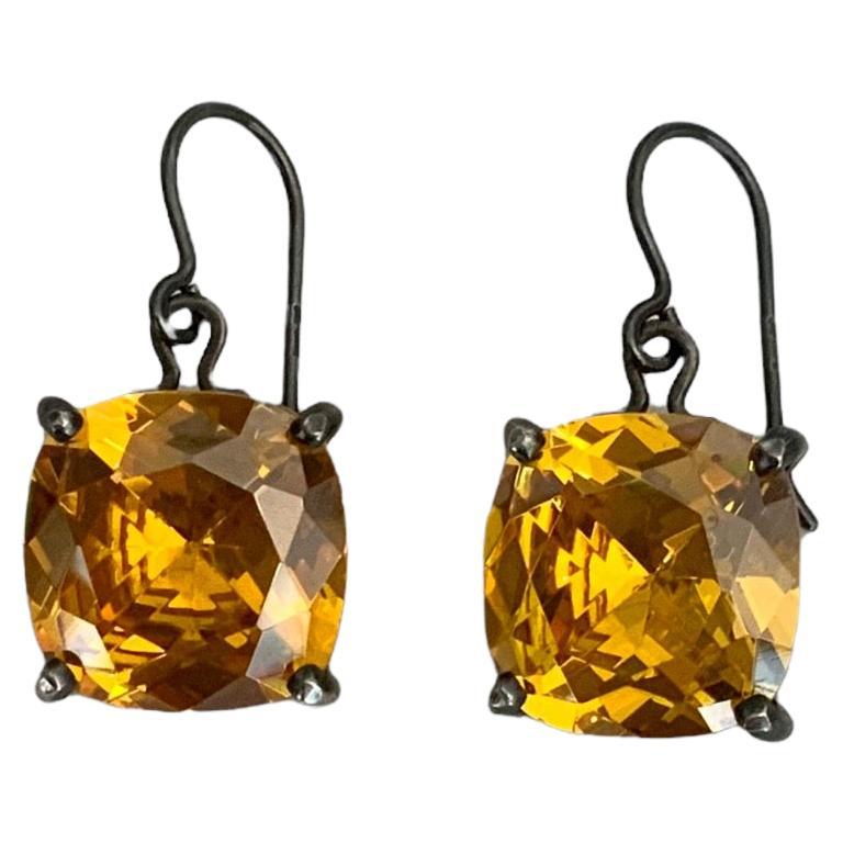 Bottega Veneta Sterling Silver Yellow Crystal Drop Earrings