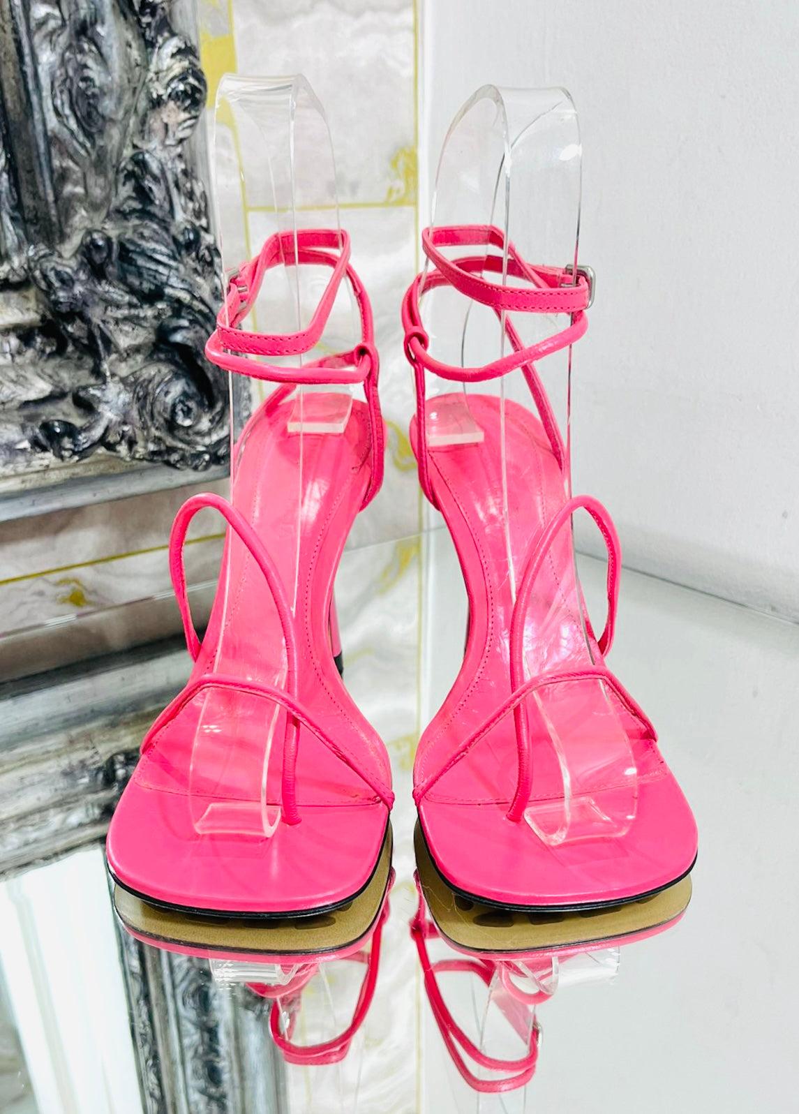 Pink Bottega Veneta Strappy Leather Sandals For Sale