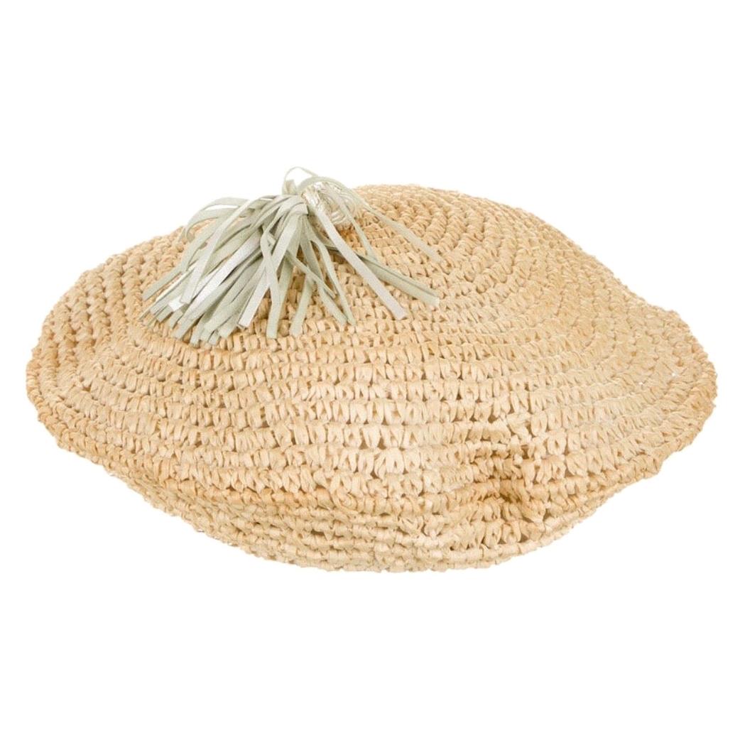 Bottega Veneta Straw Beret Hat  For Sale