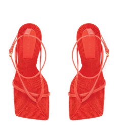 Bottega Veneta Stretch Leather Strappy Sandal in Tomato Sz 36