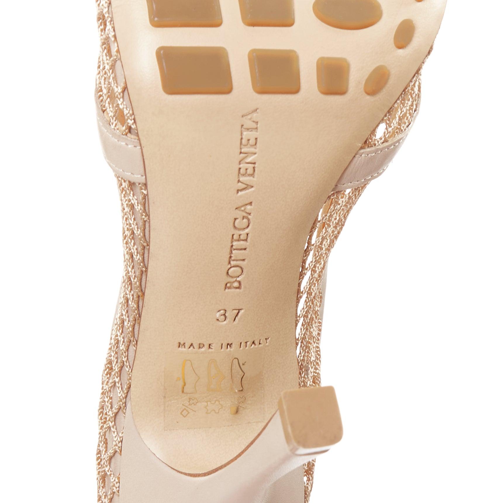 Bottega Veneta Stretch pelle nuda a rete punta quadrata tacchi a catena EU37 in vendita 5