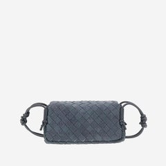 Bottega Veneta Suede with Knotted Rope Handle Clutch — Gray