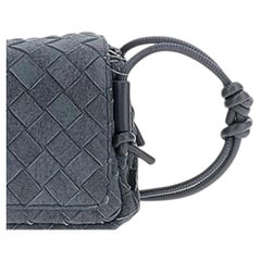 Bottega Veneta Suede with Knotted Rope Handle Clutch — Gray