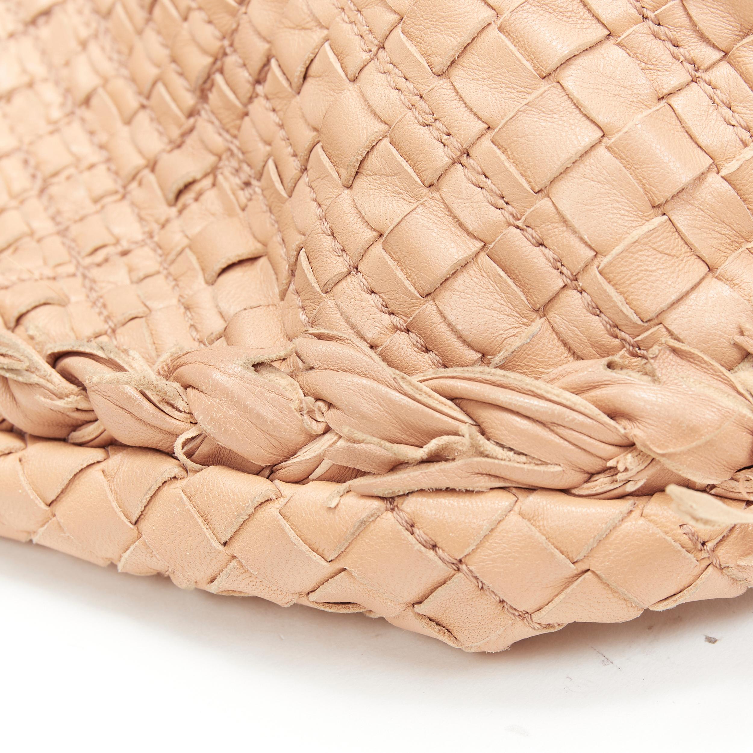 BOTTEGA VENETA tan brown intrecciato woven embroidered frayed hobo bag 3