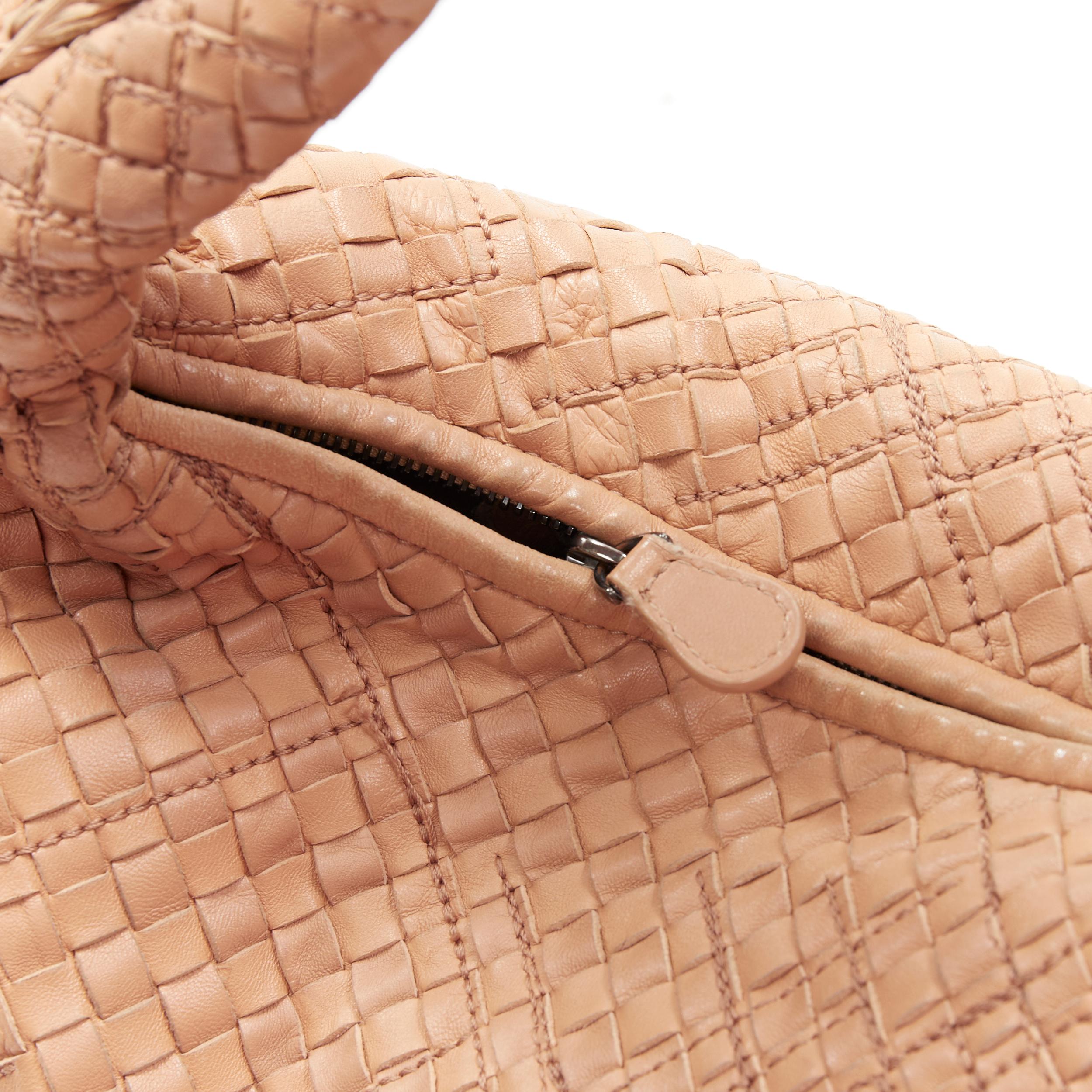 BOTTEGA VENETA tan brown intrecciato woven embroidered frayed hobo bag 3