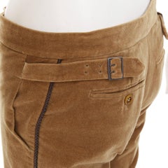 Pantalones de terciopelo marrón claro de Bottega Veneta con ribete en las perneras, talla IT38 XS