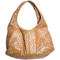 Vintage Bottega Veneta Tan Intrecciato Hobo Bag 