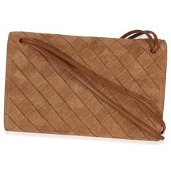 Bottega Veneta Tan Intrecciato Suede Small Andiamo Pouch