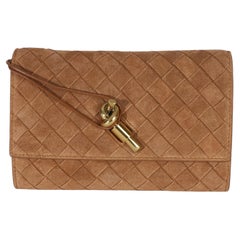 Bottega Veneta Tan Intrecciato Suede Small Andiamo Pouch