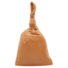 Bottega Veneta Tan Leather BV Knotted Twist Clutch
