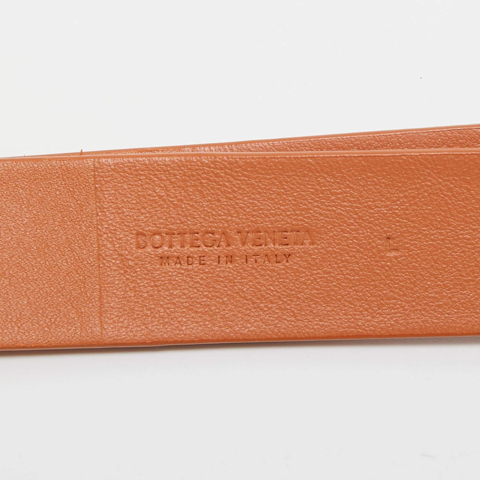Bottega Veneta Tan Leather Double Strap Waist Belt L In Good Condition In Dubai, Al Qouz 2