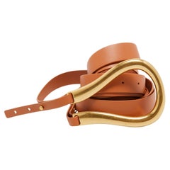 Used Bottega Veneta Tan Leather Double Strap Waist Belt L
