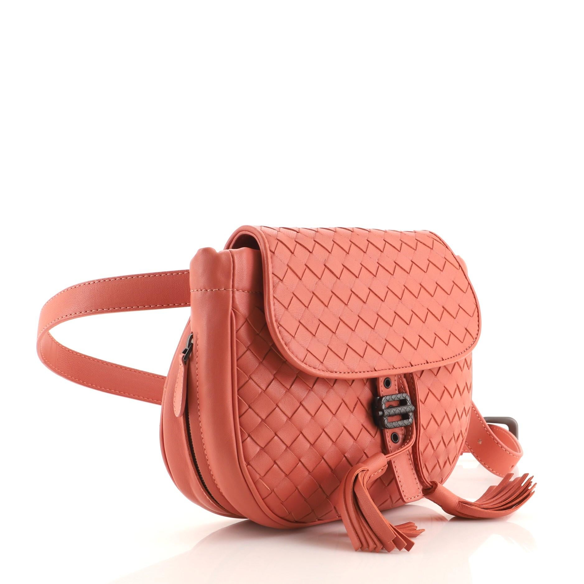 Bottega Veneta Gürteltasche mit Quaste und Klappe Intrecciato Nappa (Orange)