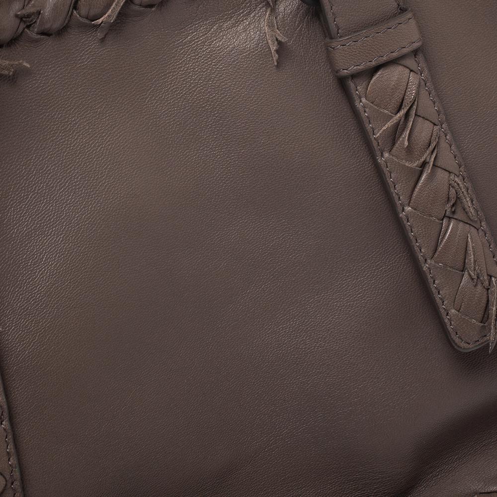 Bottega Veneta Taupe Intrecciato Leather Fringe Satchel 5