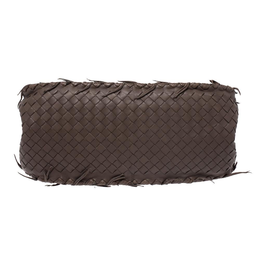 Donna Bottega Veneta Borsa a tracolla con frange in pelle Intrecciato Taupe