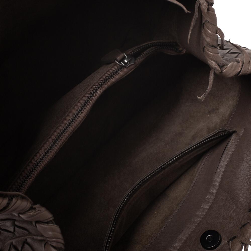 Bottega Veneta Borsa a tracolla con frange in pelle Intrecciato Taupe 2