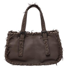 Bottega Veneta Borsa a tracolla con frange in pelle Intrecciato Taupe