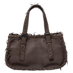 Bottega Veneta Taupe Intrecciato Leather Fringe Satchel