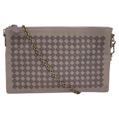 Bottega Veneta Taupe Intrecciato Leather Shoulder Bag Zip Pouch