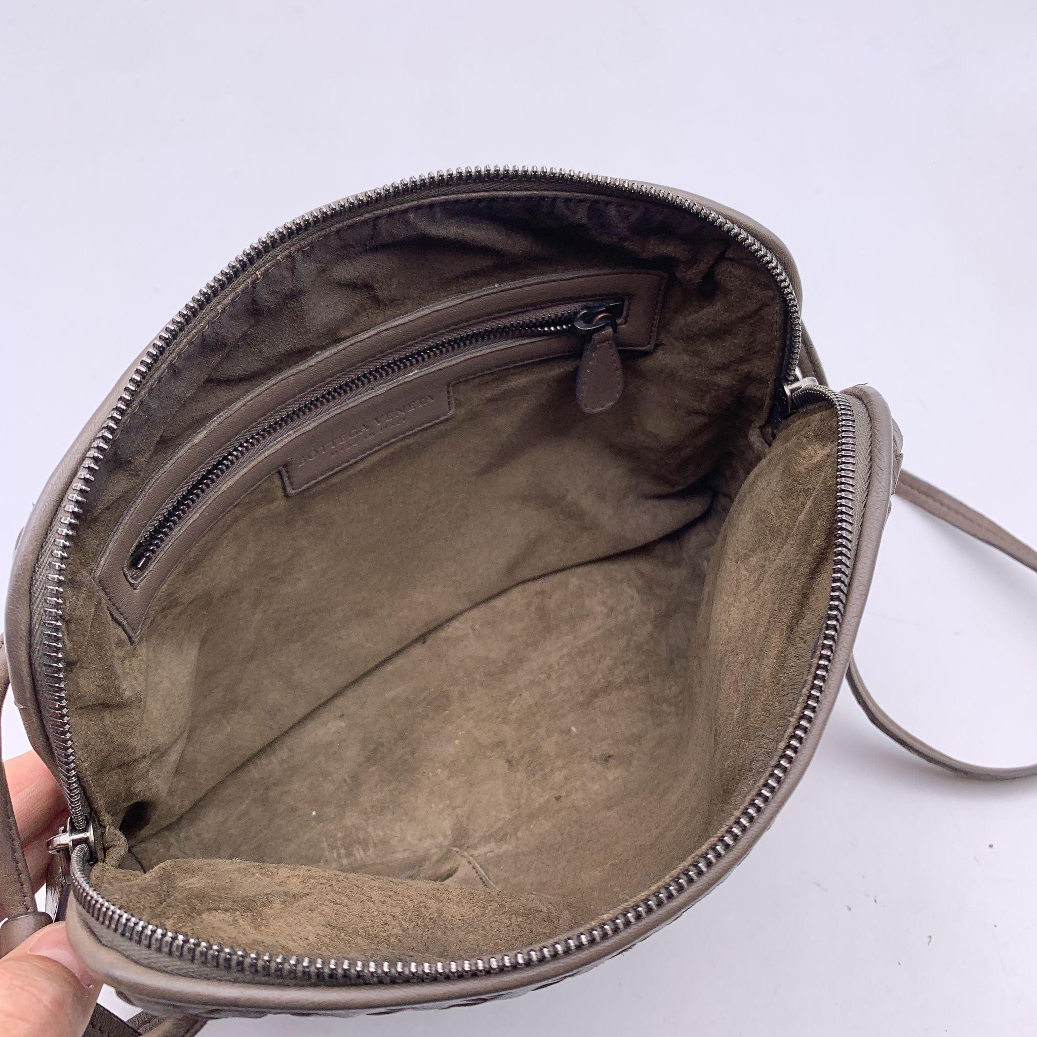 Women's Bottega Veneta Taupe Intrecciato Woven Leather Nodini Crossbody Bag