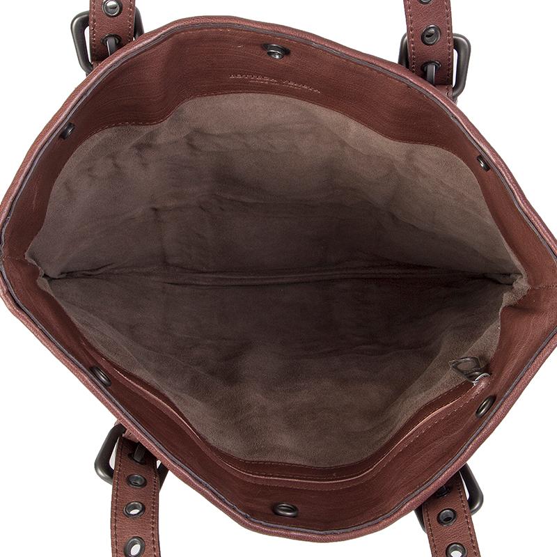 Women's BOTTEGA VENETA taupe STINGRAY & brown leather Tote Bag