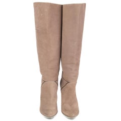 BOTTEGA VENETA taupe suede & METALLIC Knee High Platform Boots Shoes 37