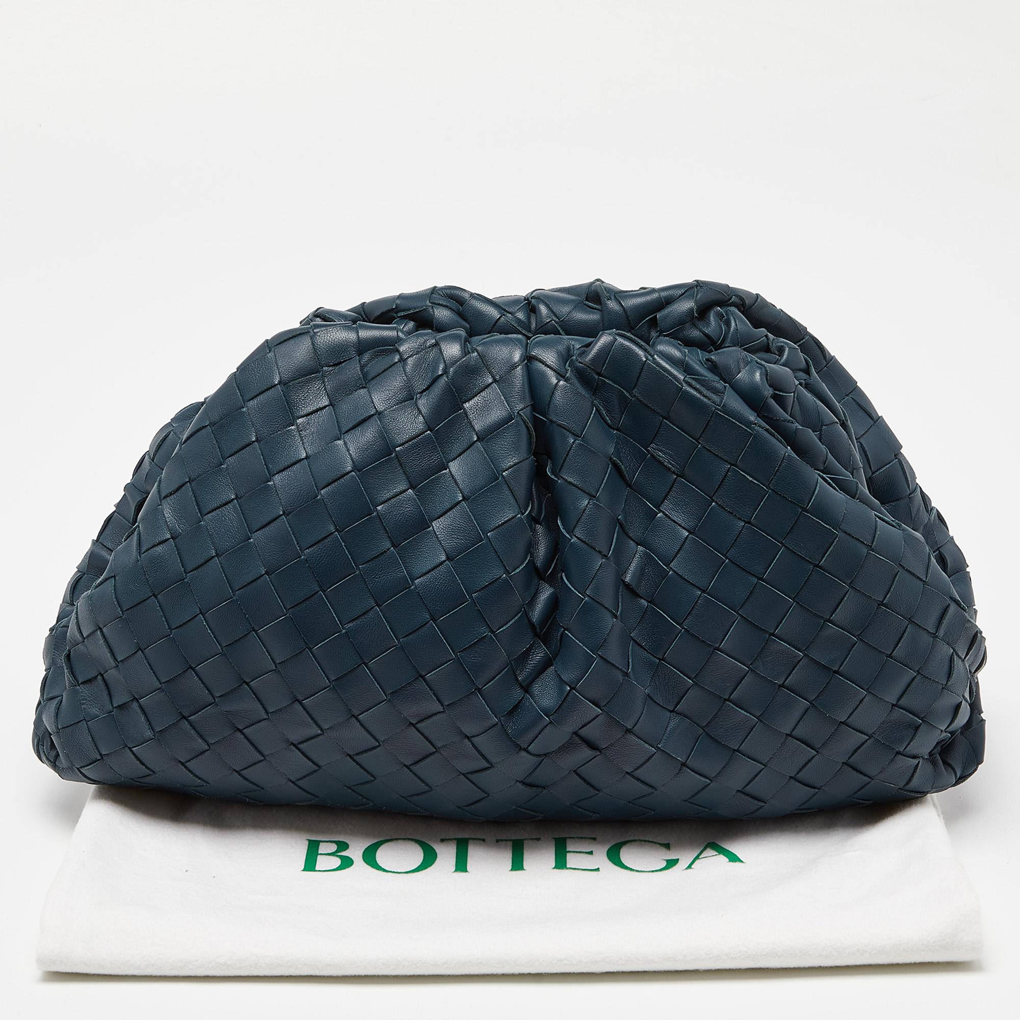 Bottega Veneta Teal Blue Intrecciato Leather Classic The Pouch Clutch 7