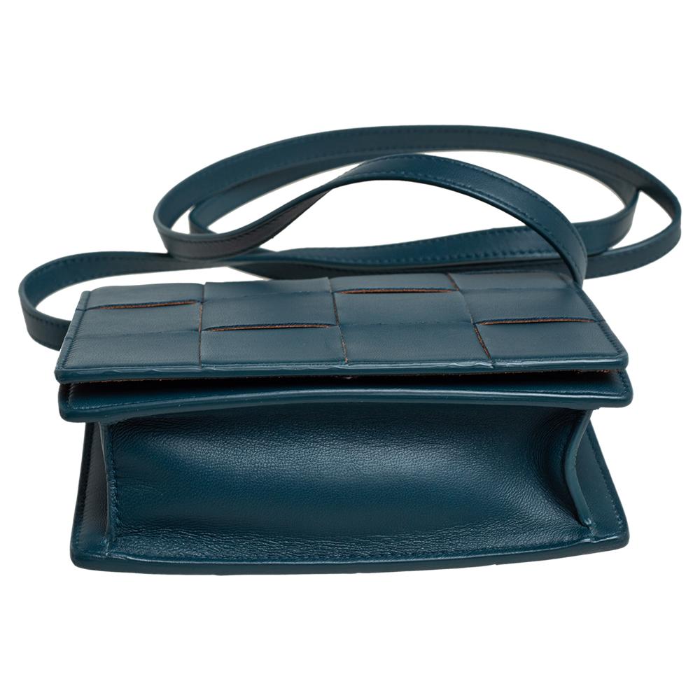 Bottega Veneta Teal Blau Leder Mini Kassette Crossbody Tasche 1
