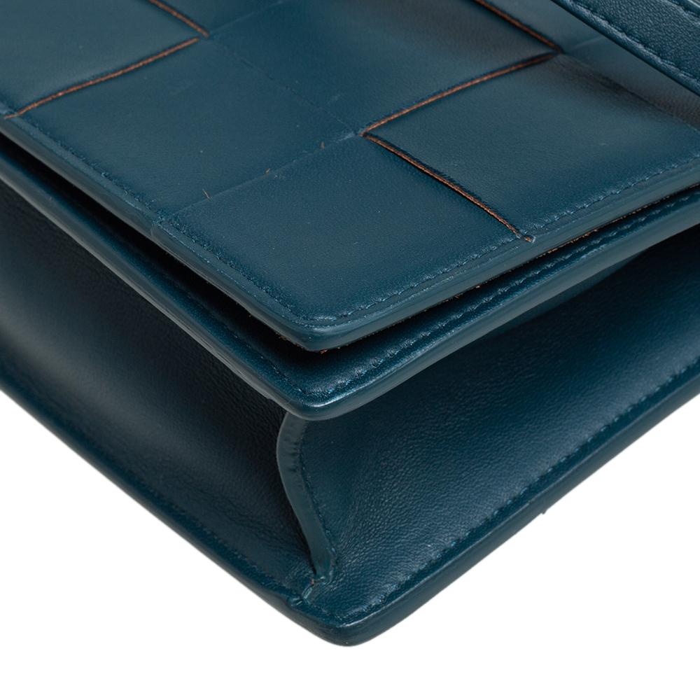 Bottega Veneta Teal Blau Leder Mini Kassette Crossbody Tasche 3