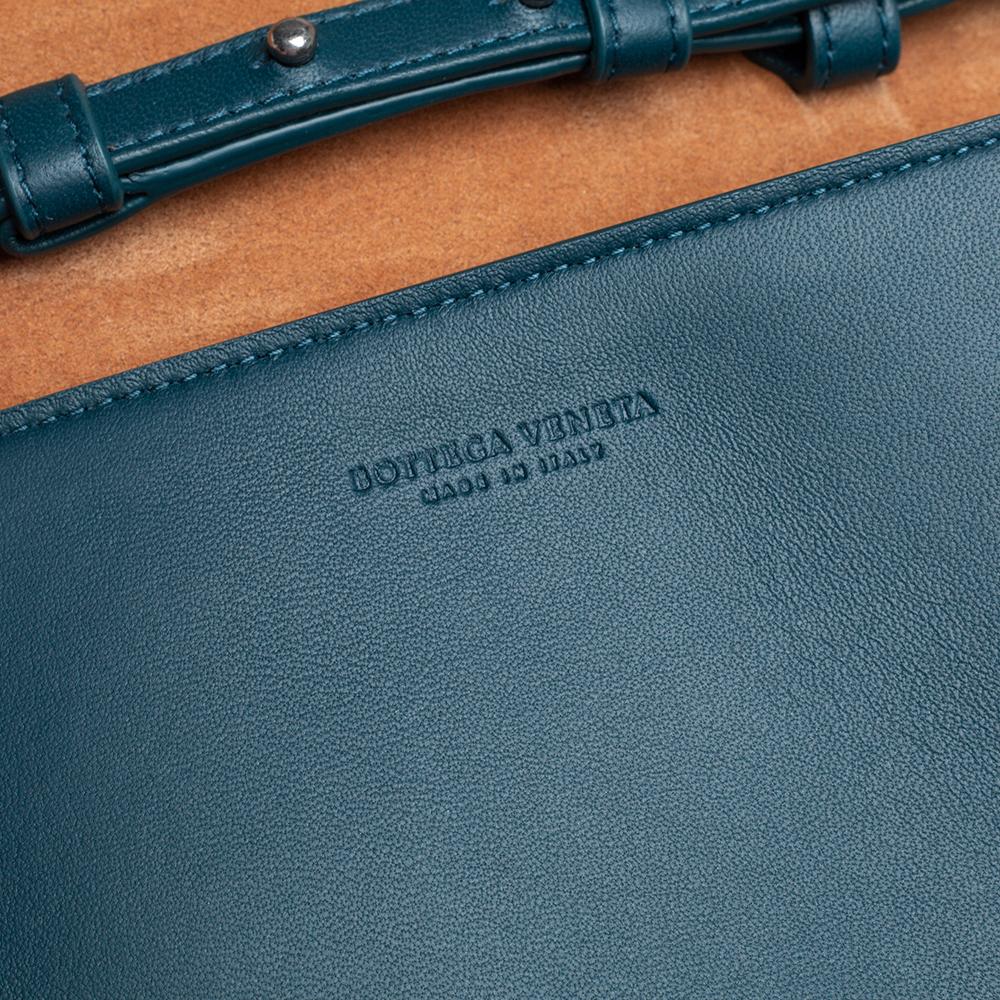 Bottega Veneta Teal Blau Leder Mini Kassette Crossbody Tasche 5