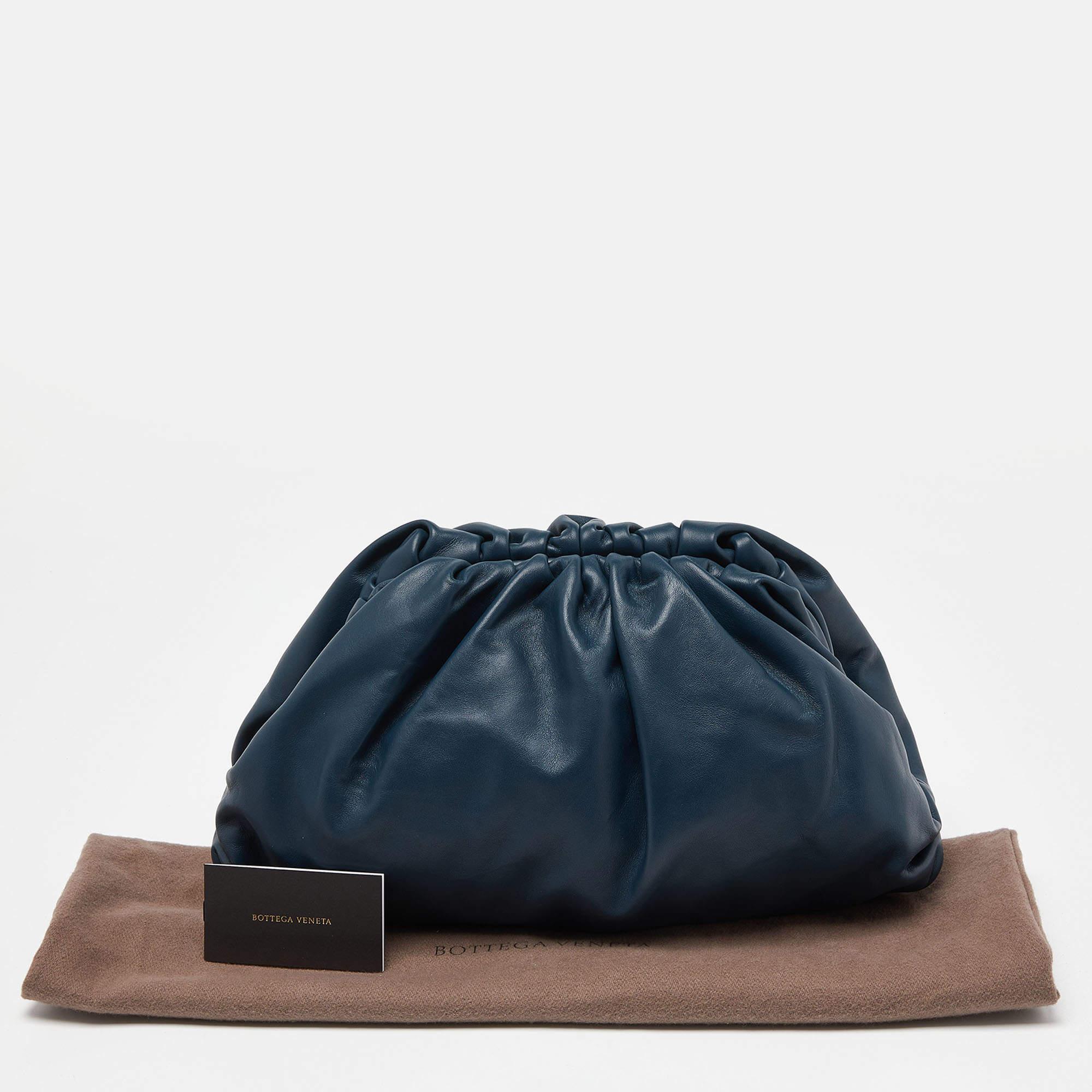 Bottega Veneta Teal Blue Leather The Pouch Clutch For Sale 7