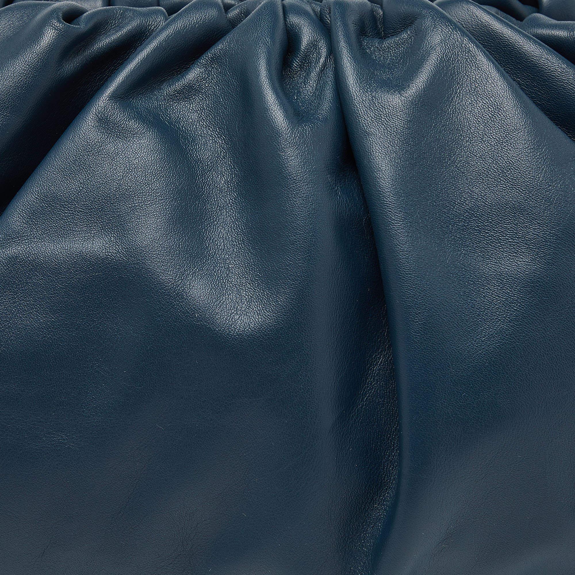 Women's Bottega Veneta Teal Blue Leather The Pouch Clutch For Sale