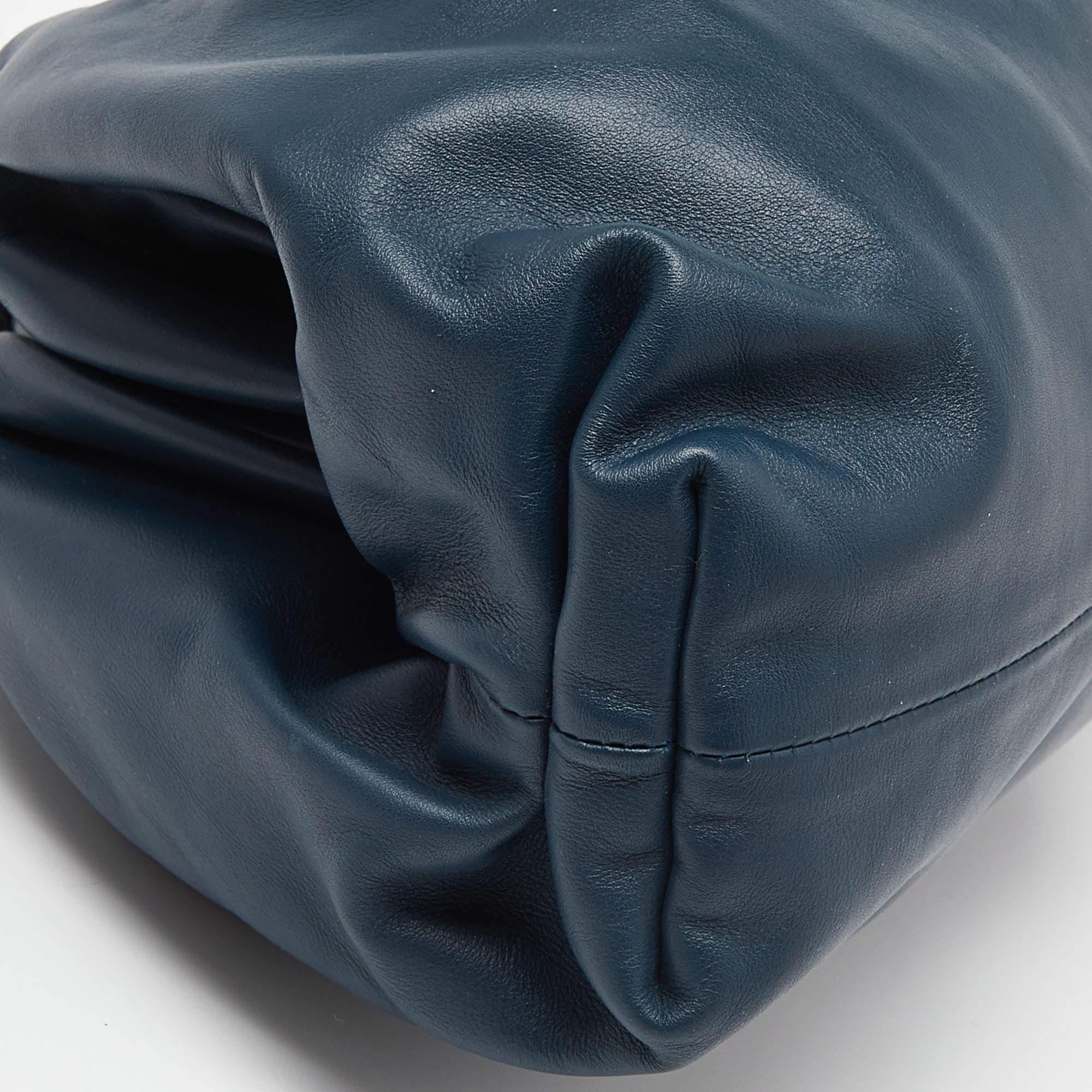 Bottega Veneta Teal Blue Leather The Pouch Clutch For Sale 2
