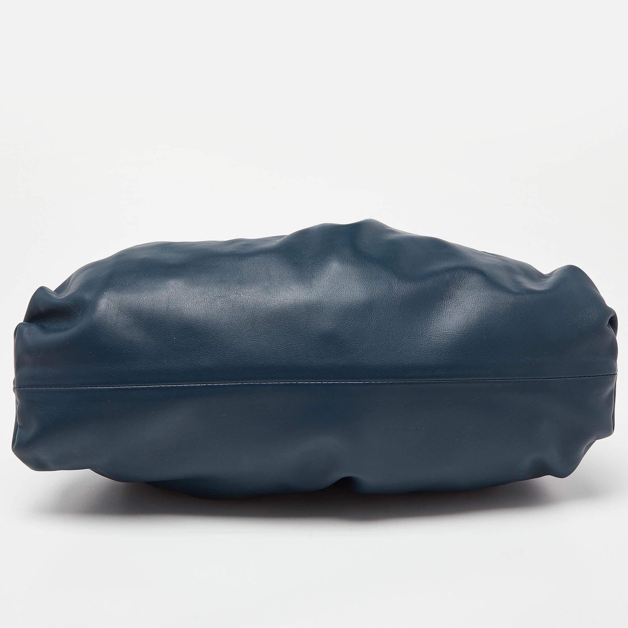 Bottega Veneta Teal Blue Leather The Pouch Clutch For Sale 3