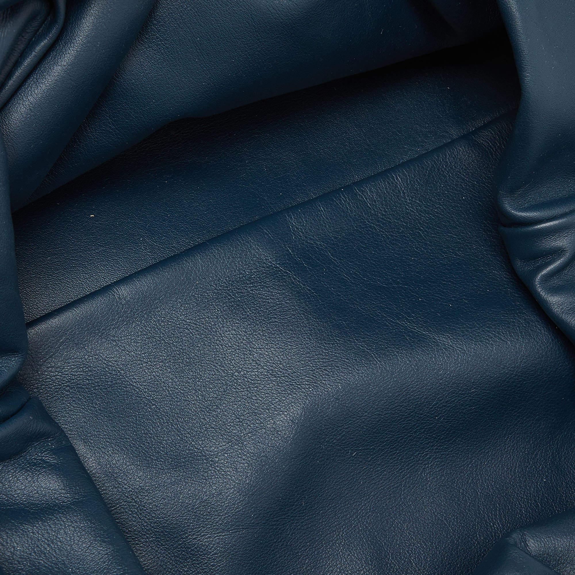 Bottega Veneta Teal Blue Leather The Pouch Clutch For Sale 3