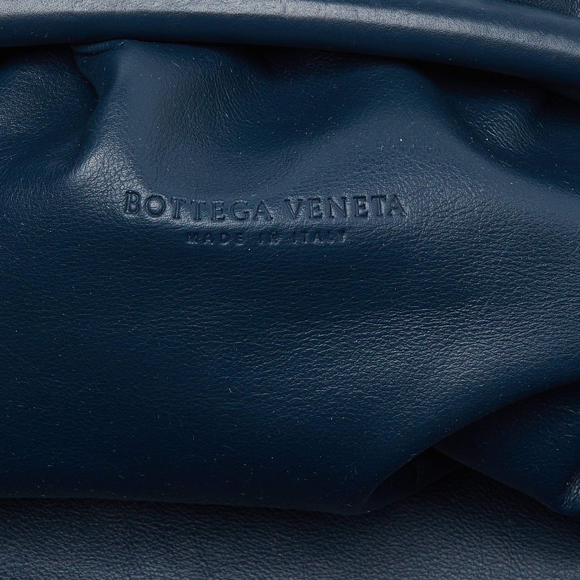 Bottega Veneta Teal Blue Leather The Pouch Clutch For Sale 4