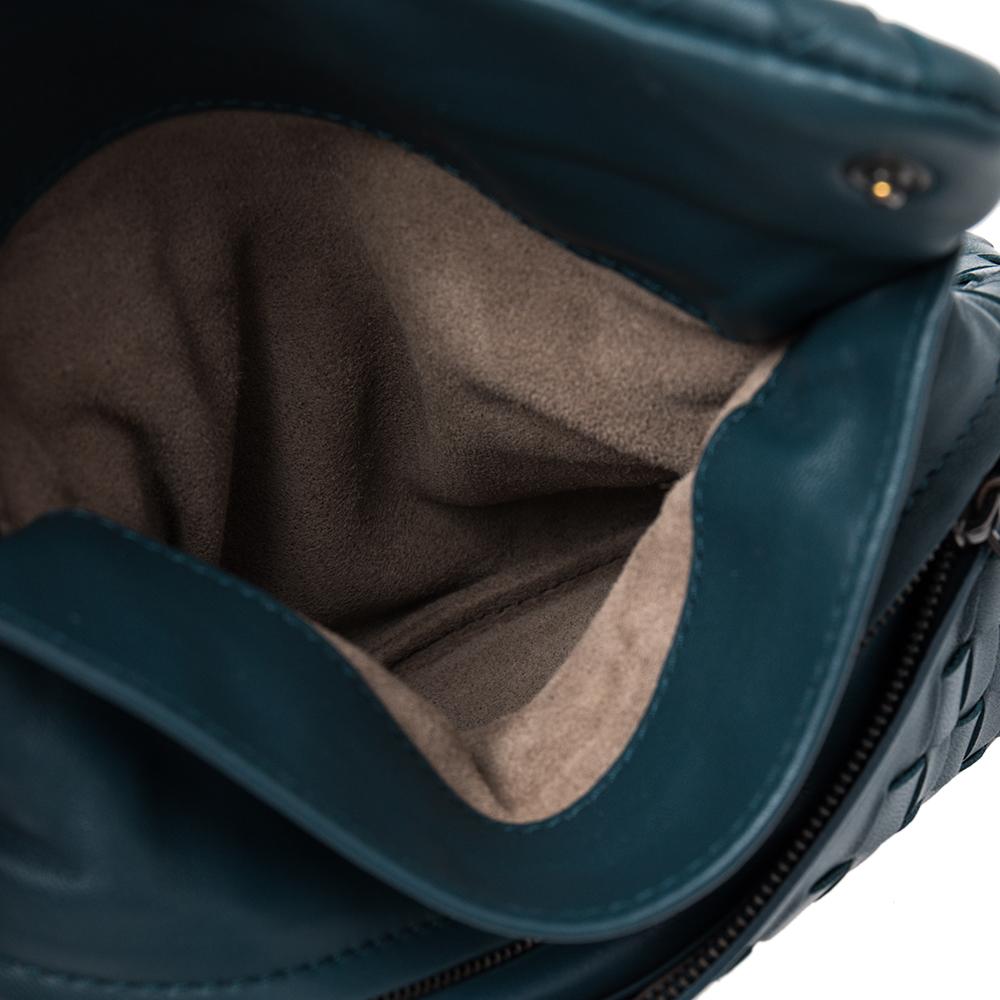 Bottega Veneta Teal Intrecciato Leather Mini Flap Chain Crossbody Bag 4