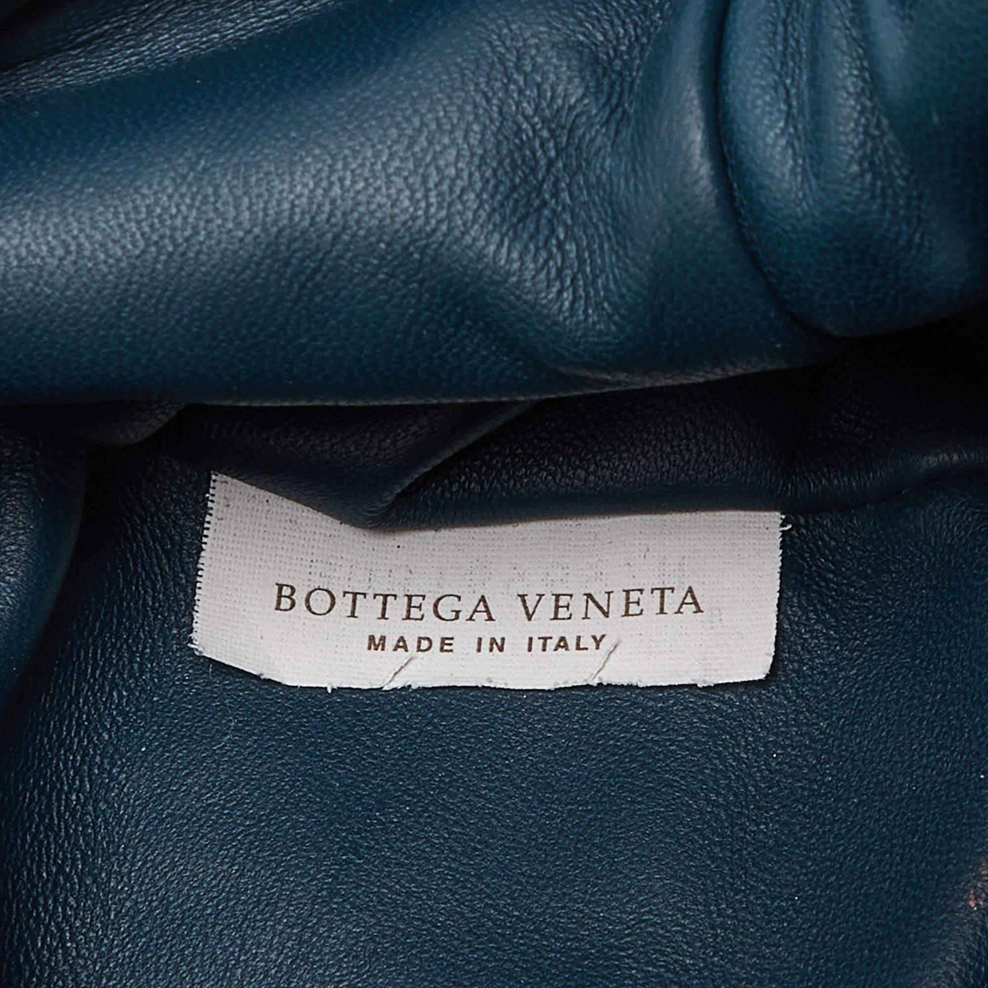Bottega Veneta Teal Intrecciato Leather Mini The Pouch Bag In Good Condition In Dubai, Al Qouz 2