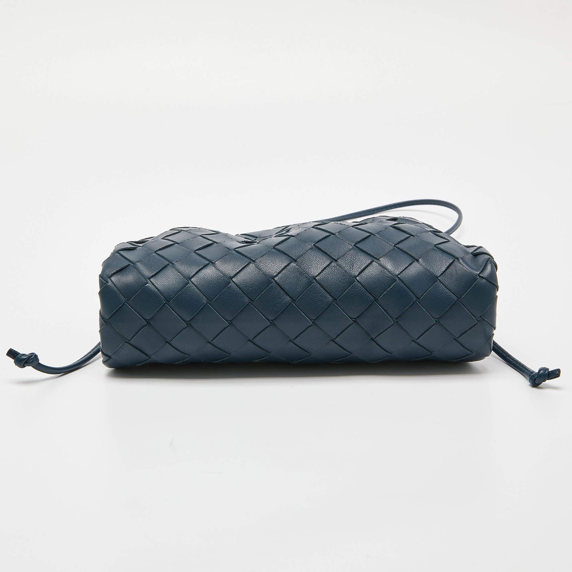 Bottega Veneta Teal Intrecciato Leather Mini The Pouch Bag 3