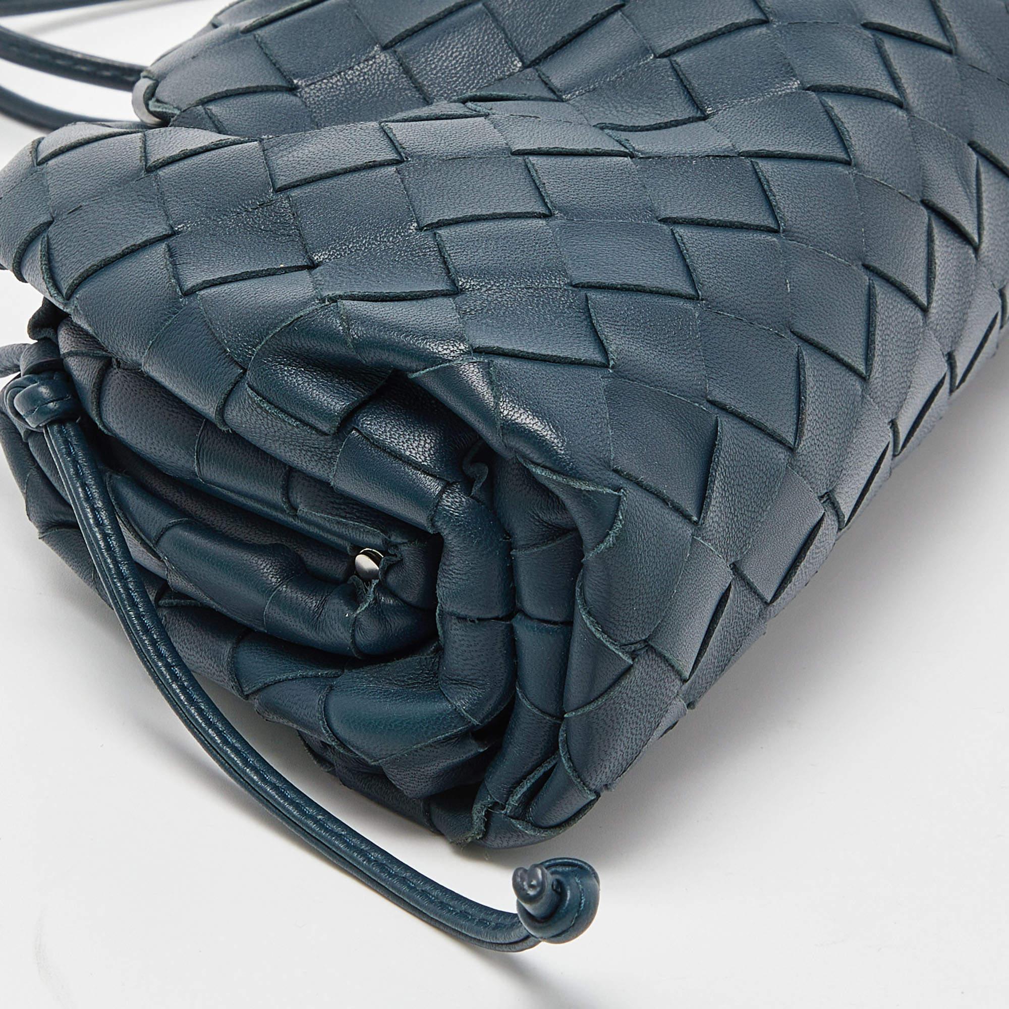 Bottega Veneta Teal Intrecciato Leather Mini The Pouch Bag 4