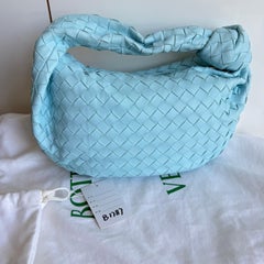 Bottega Veneta Teen Jodie Baby Blue Intrecciato Leather Gold Hardware