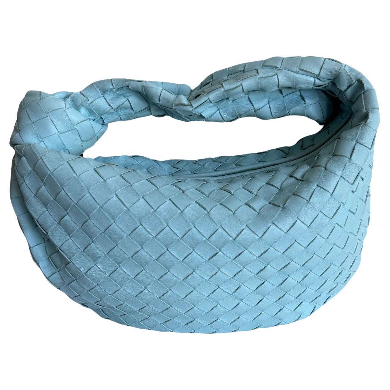 Bottega Veneta Teen Jodie Baby Blue Intrecciato Leather Gold Hardware For Sale