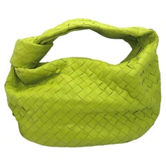 Bottega Veneta Teen Jodie Lime Kiwi Green Intrecciato Leather Hobo Bag Purse